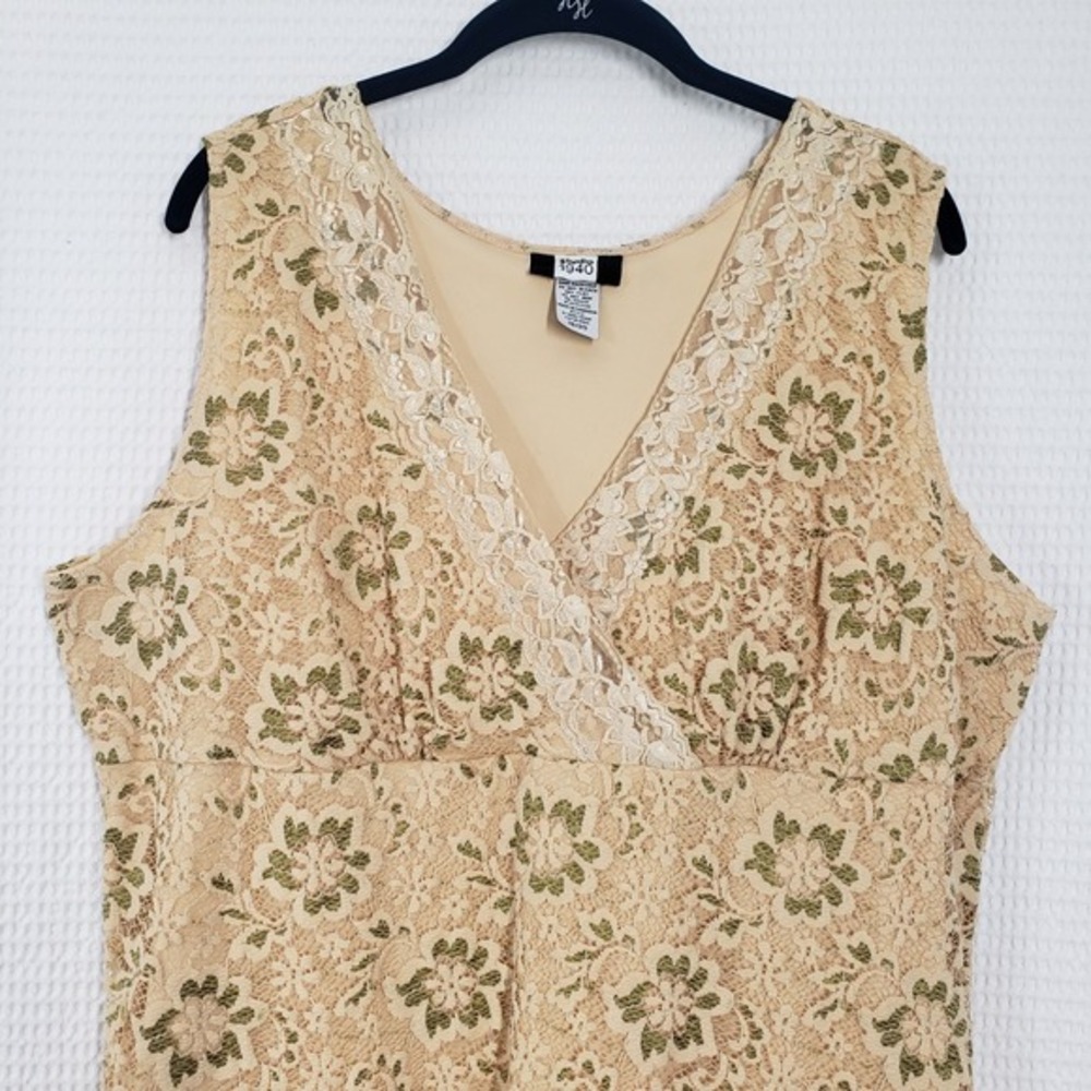 Vintage Studio 1940 Lace Tank Top Womens Beige V-Neck Sleeveless Grunge Romantic - Picture 9 of 14